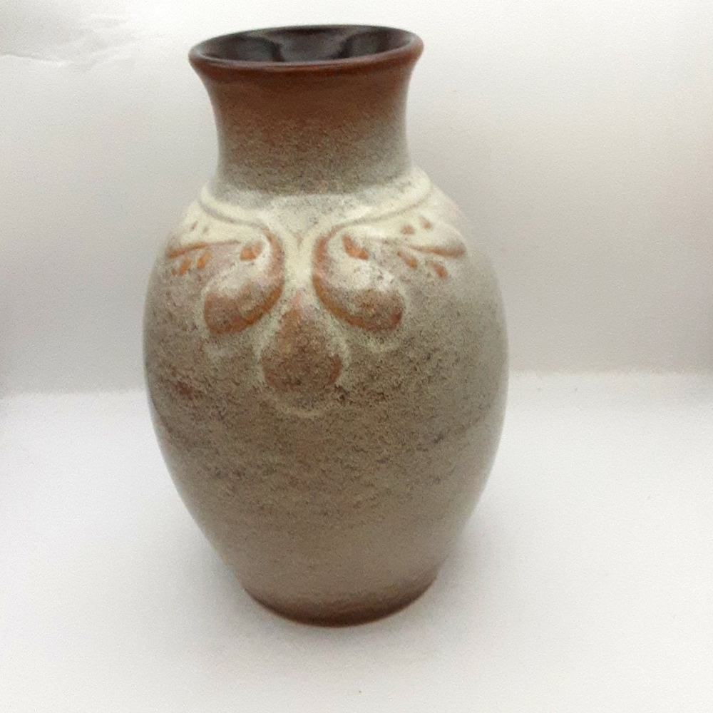 Vintage Glazed Pottery Vase 8.5" tall